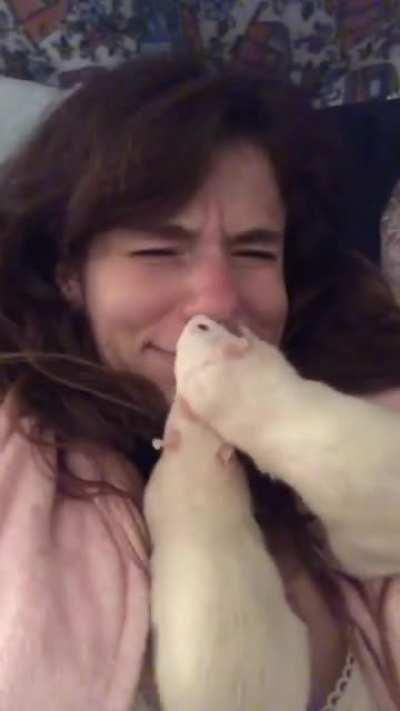 My girls when they discover I have a cough drop in my mouth...