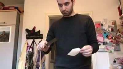 This guy using his grandmother's very old kitchen knife
