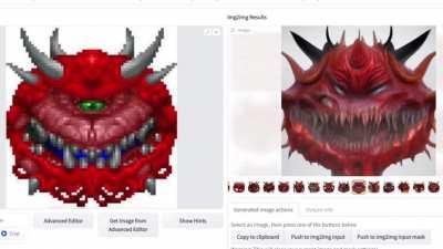 Fed a Cacodemon from Doom into img2img with some terrifying results :)