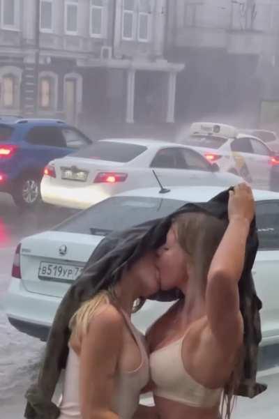 Kissing in the rain