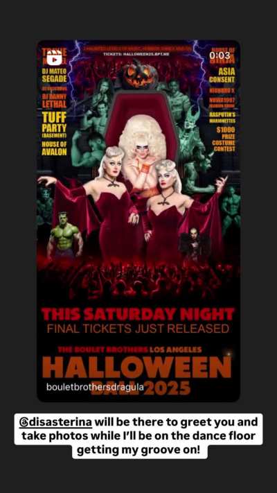 Disasterina will be at the LA Boulet Halloween Ball!