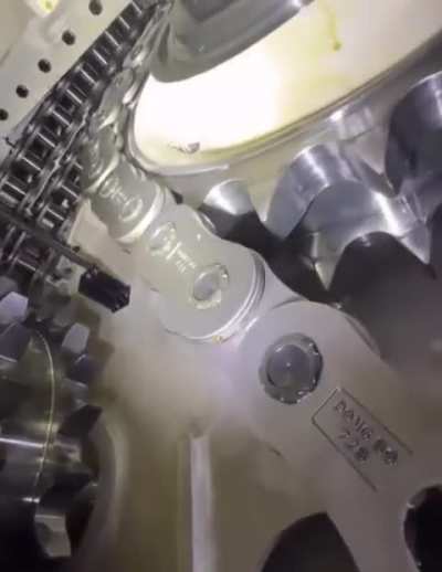 The chain drive of a ships engine