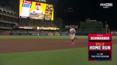 [Highlight] [Highlight] Schwarber crushes a 120mph solo homer into the second deck to make it 2-0 for the Phillies!