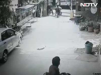 Bike Thieves Try To Speed Through Colony Gate In Delhi