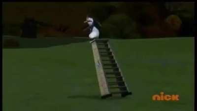 Kowalski's too busy being crazy frog to give Skipper his analysis.