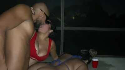 Hubby held my hand while I got fucked raw by a big black cock in the Jacuzzi