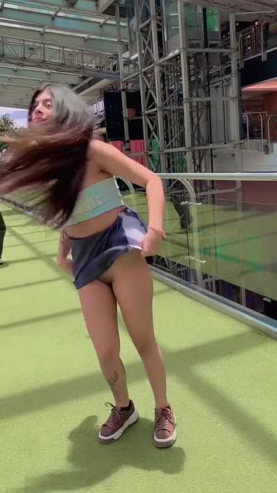 Dared to flip in public without panties