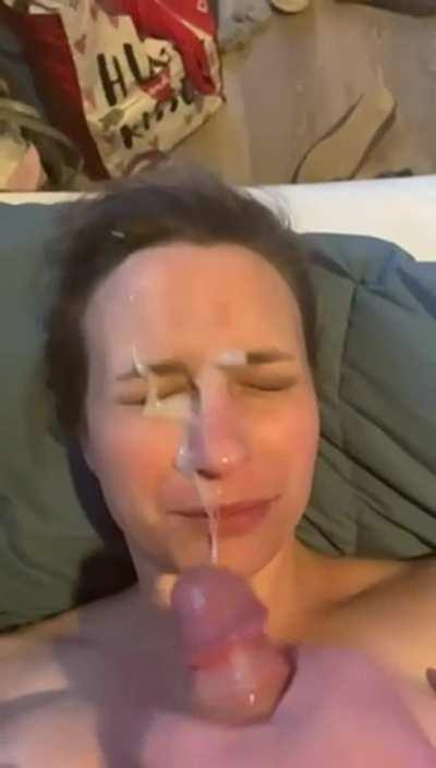 Jacking it all over her face