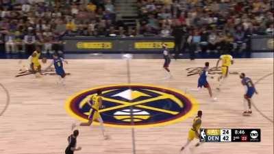 [Highlight] LeBron goes coast-to-coast and powers his way through for the layup