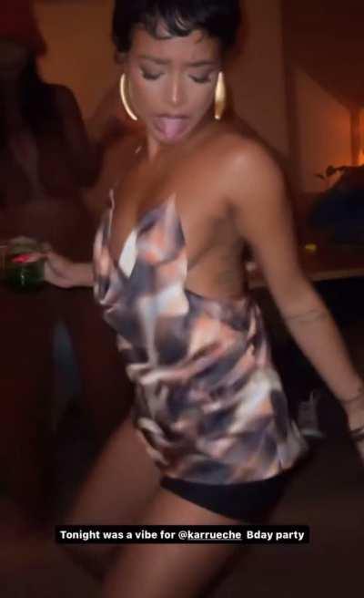 Karrueche celebrating her birthday via IG story 