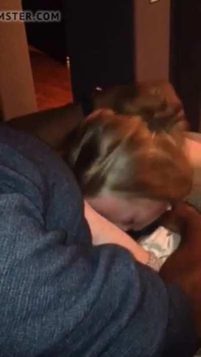 This wife knows how to suck some dick. I bet poor hubby doesn’t even get a handjob this good LOL. If I was him I’d take her from her husband. She’s worshipping his chocolate cock. Click redgifs link for audio.