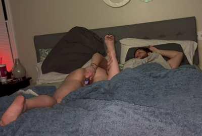 Woke him up to me getting off on my rabbit.