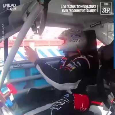 Fastest bowling strike ever recorded at 140 MPH.