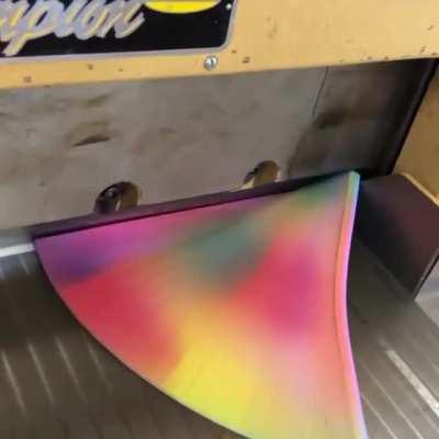 Cutting colored paper with a machine