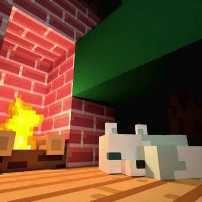 Cozy fox chilling by the fireplace