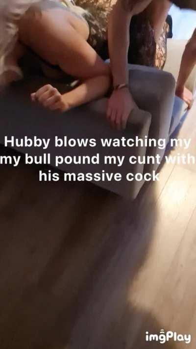 poor hubby is only allowed to cum on the floor as his friend pounds me with his fat cock fuckdoll