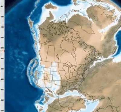 Geological evolution of North America in the last 550 millon years