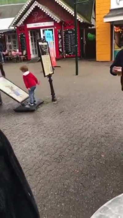 Kid fighting a worthy opponent