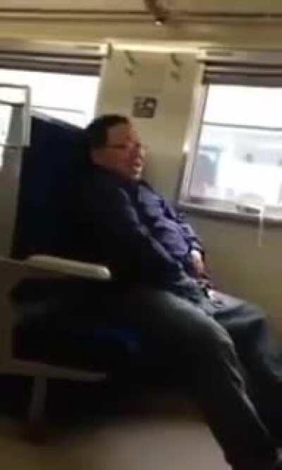 This dude masturbating under his pants and then licking his hands clean.. ON THE TRAIN