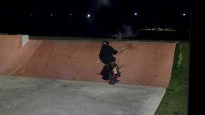 HMRB while I ride a bike with fireworks in the handlebars