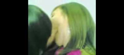 Girls making out in the toilet