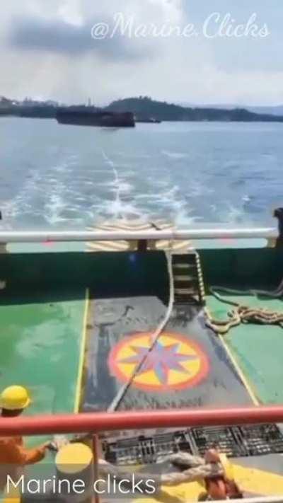 Two sailors get struck by huge towing cable