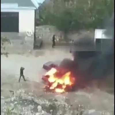 Kicking a car that has only 1 hp left