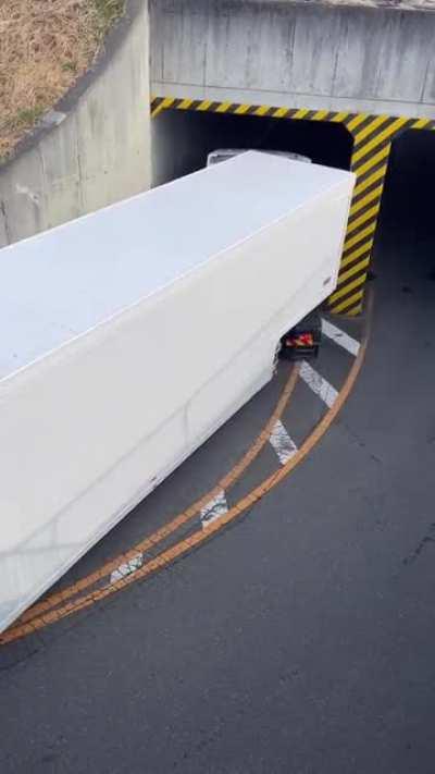 Experienced lorry driver doing his job with perfection