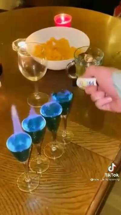 Setting fire on drinks