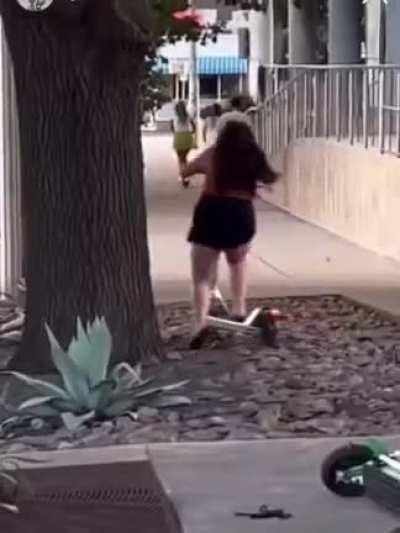 Curvy girl and her scooter