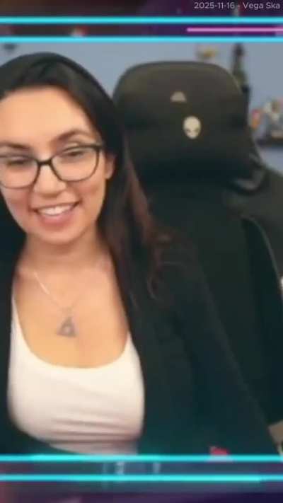 Trish fixing her top and getting comfortable