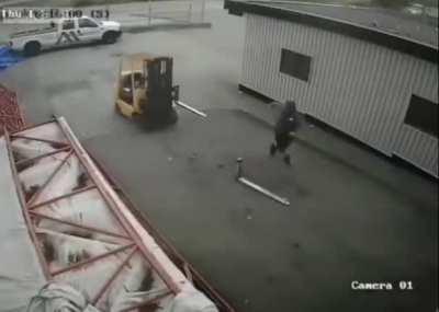 WCGW moving a boat with unsecured forks.