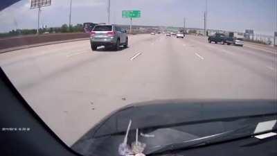 The truck sure showed the silver car who's boss