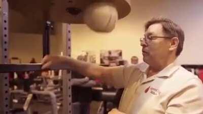 Boxing coach Alan Kahn shows off speed bag skills
