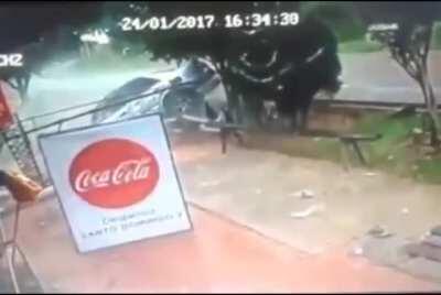 Car crash sponsored by Coca Cola