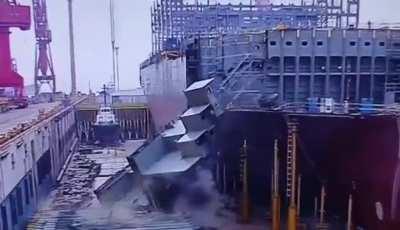 (Unknow Date) 2023 Accident at a shipyard in China, possibly the Shanghai Waigaoqiao Shipbuilding.