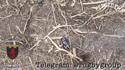 ua pov. HQ/Uncensored footage was just released of a Russian soldier in blue shirt being directly hit by two VOG grenades and screaming in pain.