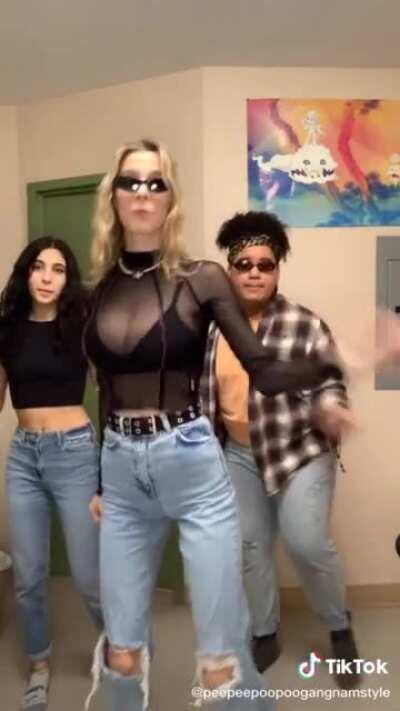 The blonde crazy girl boobs again