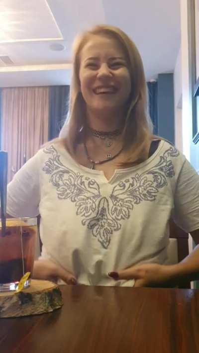 Just a humble girl having tea and cake in a coffee shop.