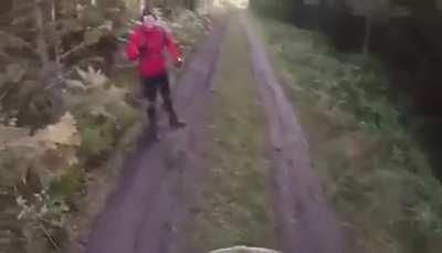 'No no no no no no no, no motorbikes in the forest park'