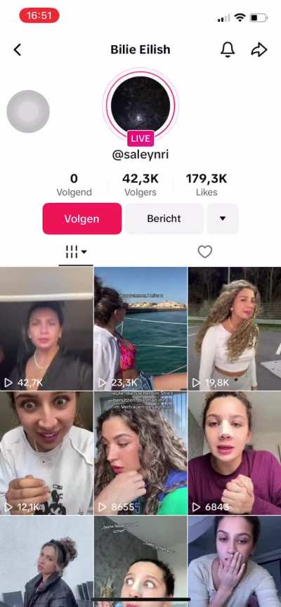 Hundreds of people sending gifts to a screen recording of Billie.