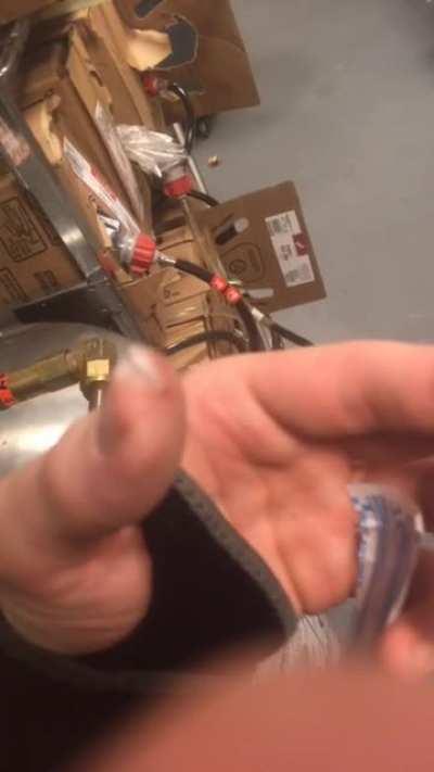 Thumb sliced through at work