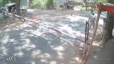 To go under a vehicular access boom