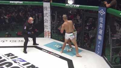 UFC fighter Yusaku Kinoshita knocks down and stomps out opponent; gets disqualified for grabbing the fence