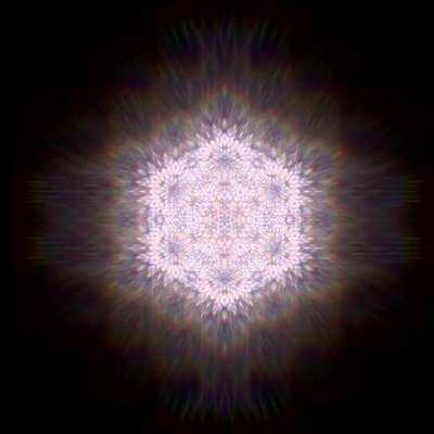 White light diffraction pattern of the Koch snowflake fractal, which is another fractal