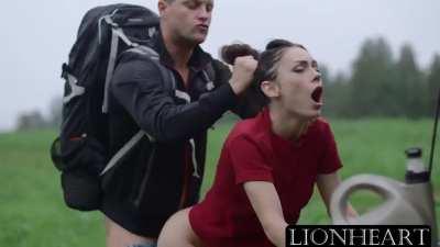 Happy campers meeting on the road