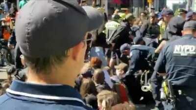 Police mass arrest abolish ICE protesters for blocking roadway - New York 19th September