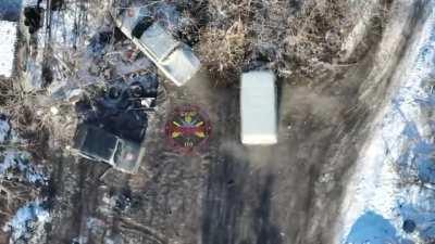 A Russian soldier is thankful for receiving a newly donated van, A Ukrainian drone later drops a grenade on it