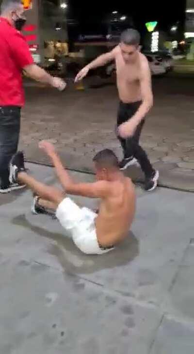 brutal kick to the head