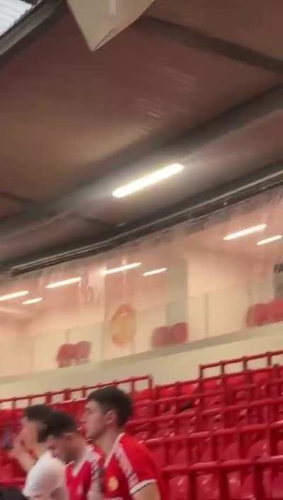 The rain from today's game making its way through Old Trafford